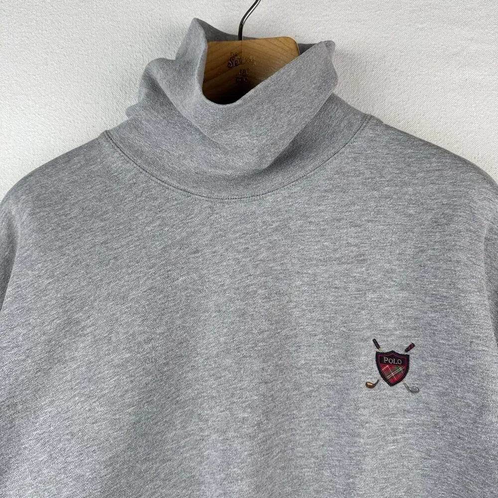 90’s Vintage Polo Golf Ralph Lauren Men’s XL Turtleneck Sweatshirt Clubs Crest - Picture 4 of 9
